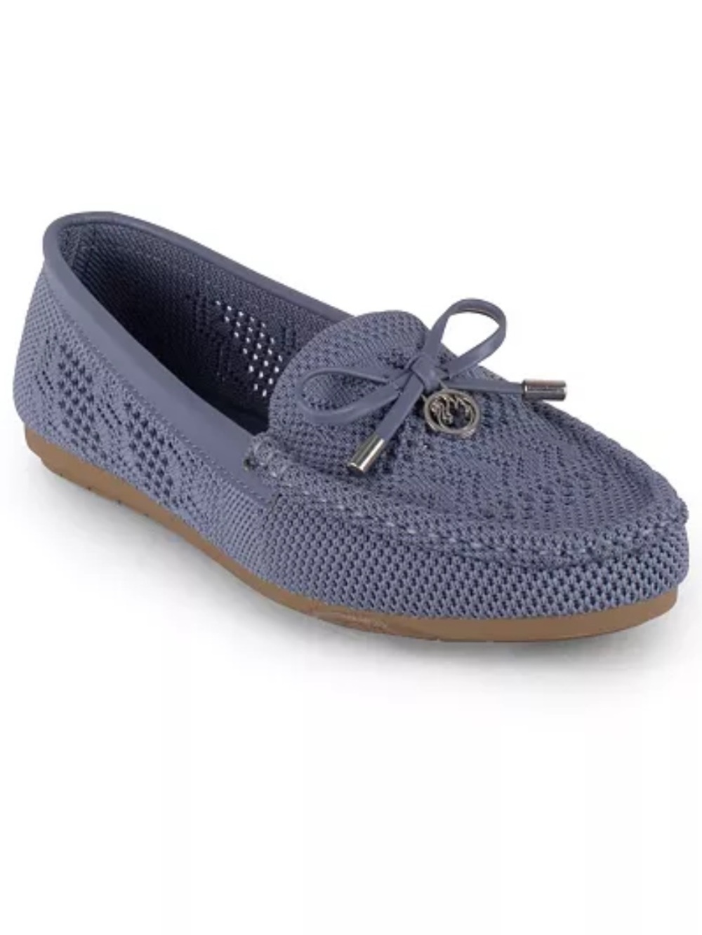 Gloria Vanderbilt Knit Bow Loafer in Dusty Blue